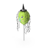 Halloween Balloon Green Witch on Stick PNG & PSD Images