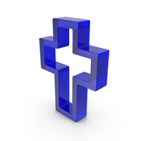 Blue Glass Cross Symbol PNG & PSD Images