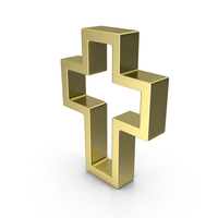 Gold Outline Cross Symbol PNG & PSD Images