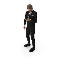 Man In Classic Suit Using Phone PNG & PSD Images