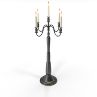 Lit Candles With Metal Medieval 5 Candelabra PNG & PSD Images