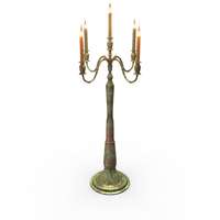 Lit Candles With Antique Copper Medieval 5 Candelabra PNG & PSD Images