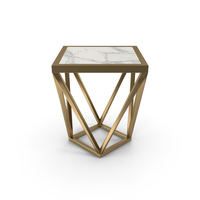 Gold Metal Side Accent Table With Marble Top PNG & PSD Images