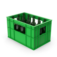 Green Bottle Crate With Empty Bottles PNG & PSD Images