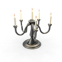 Lit Candles In Metal Medieval 6 Candelabra PNG & PSD Images