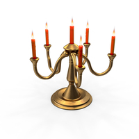 Lit Candles With Golden Medieval Candelabra PNG & PSD Images