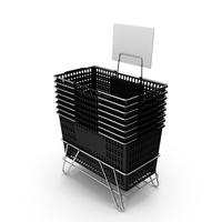 Hand Carry Shopping Baskets Metal Handle Pile Black PNG & PSD Images