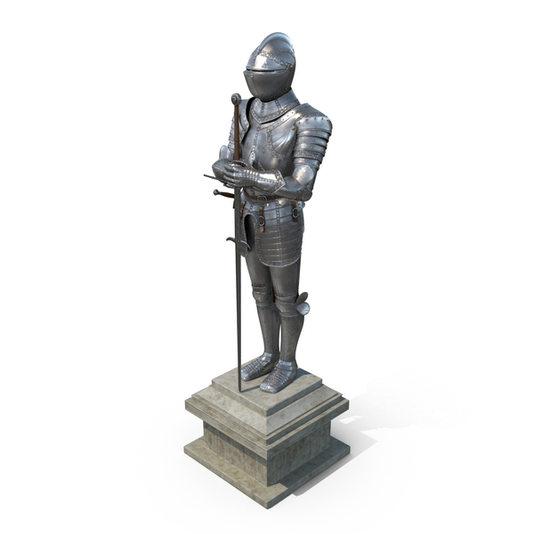 Medieval Knight Plate Armor Standing On Podium PNG & PSD Images