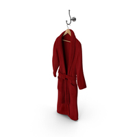 Bathrobe On Hanger And Hook Red PNG & PSD Images