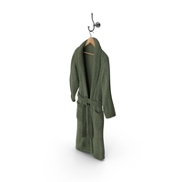 Green Bathrobe on Hanger and Hook PNG & PSD Images