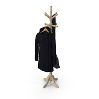 Rack With Coat On Hanger, Bag and Scarf PNG & PSD Images