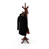 Rack With Coat On Hanger, Bag and Scarf PNG & PSD Images
