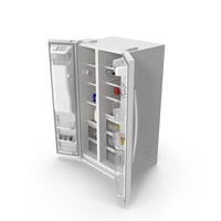 Side By Side Refrigerators Open with Products PNG & PSD Images