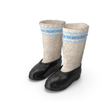 White Felt Boots With Rubber Waterproof Galoshes Fur PNG & PSD Images
