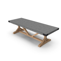 SALVAGED WOOD & CONCRETE X-BASE RECTANGULAR DINING TABLE PNG & PSD Images