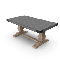 SALVAGED WOOD & CONCRETE TRESTLE RECTANGULAR DINING TABLE PNG & PSD Images