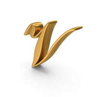 Capital V Cursive Opti Script Font Style Alphabet Gold PNG & PSD Images