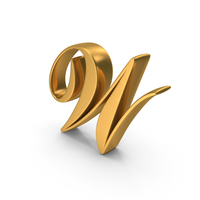 Gold Cursive Capital Letter W PNG & PSD Images