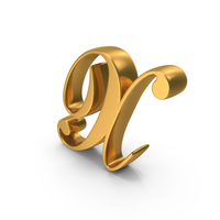 Capital X Cursive Opti Script Font Style Alphabet Gold PNG & PSD Images