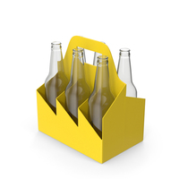 Yellow Bottle Carrier With Empty Bottles PNG & PSD Images