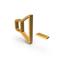 Gold Speaker Reduce Volume Symbol PNG & PSD Images