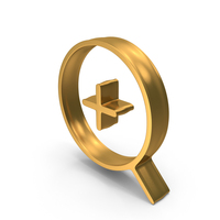 Gold Zoom In Magnifying Glass Symbol PNG & PSD Images