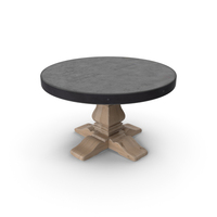 Salvaged Wood Concrete Trestle Round Dining Table PNG & PSD Images