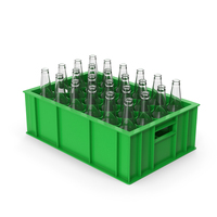 Green Bottle Crate With Empty Beer Bottles PNG & PSD Images