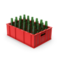 Red Plastic Bottle Crate With Empty Bottles PNG & PSD Images