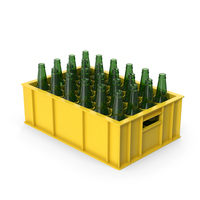 Yellow Plastic Bottle Crate With Empty Beer Bottles PNG & PSD Images