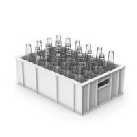 White Plastic Bottle Crate With Empty Beer Bottles PNG & PSD Images