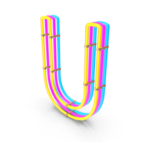 Steampunk Neon Alphabet U PNG & PSD Images
