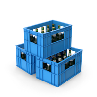 Blue Plastic Bottle Crates With Beer Bottles PNG & PSD Images