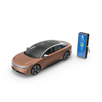 Electric Car Charging Station And Lucid Air 2021 PNG & PSD Images
