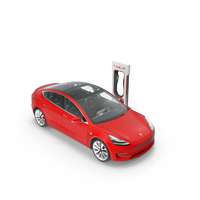 Electric Charging Station And Tesla Model 3 PNG & PSD Images