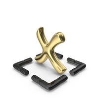 Cross Mark Square Base Gold PNG & PSD Images