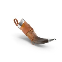 Dark Drinking Horn In Leather Case With Silver Trim PNG & PSD Images