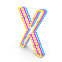 Steampunk Neon Alphabet X PNG & PSD Images