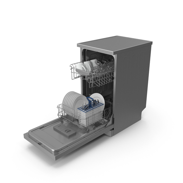 Open Dishwasher With Clean Dishes PNG & PSD Images