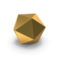 Basic Gold Icosahedron Geometric Shape PNG & PSD Images