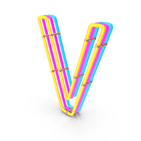 Steampunk Neon Alphabet V PNG & PSD Images
