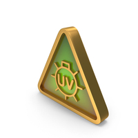 Gold & Red UV Light Radiation Triangular Sign PNG & PSD Images