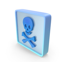 Toxic Danger Skull Square Sign Blue Metallic PNG & PSD Images