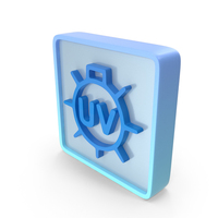 Blue Metallic UV Light Radiation Square Sign PNG & PSD Images