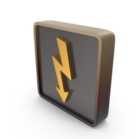 High Voltage Power Thunder Square Sign Red Gold PNG & PSD Images