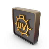 U V Light Radiation Square Sign Red Gold PNG & PSD Images