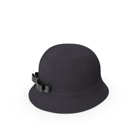 Womens Wool Grey Cloche Hat with Black Bow PNG & PSD Images