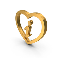 Gold Information In Heart Symbol PNG & PSD Images