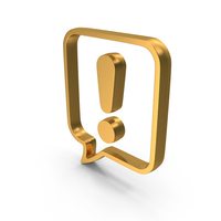 Gold Square Speech Bubble Exclamation Symbol PNG & PSD Images