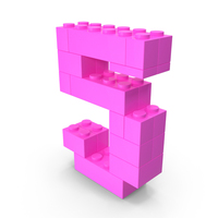 Pink Toy Bricks Number 5 PNG & PSD Images